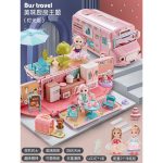 Children's toys play house princess two-in-one bus car luxury dream castle living room doll house doll suit