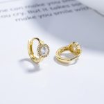 925 sterling silver square round diamond earrings women's simple all-match geometric diamond earrings personality temperament ear jewelry