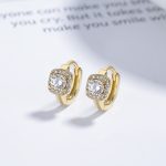 925 sterling silver square round diamond earrings women's simple all-match geometric diamond earrings personality temperament ear jewelry