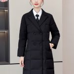 [Color: Black] Professional Down Cotton-padded Coat Women's Autumn and Winter Mid-length Slim-fit Slimming Cotton-padded Coat Work Clothes Jewelry Store Work Clothes