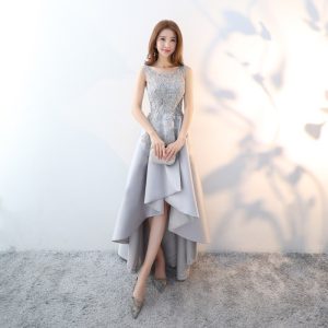 [Color: Grey] Simple and Elegant Black Long Banquet Dignified Host Celebrity Dress