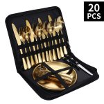 Stainless Steel Outdoor Tableware Camping Picnic Barbecue Steak Knife, Fork and Spoon Plate Portable Tableware Set