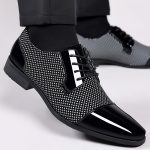 [Color: Grey] Men's New Casual Formal Wedding Leather Shoes Business Trend British Patent Leather Handsome Work Performance Leather Shoes