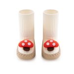 [Color : Rice white mushroom] Baby Shoes and Socks Newborn Floor Shoes Pre-Step Shoes Toddler Shoes Baby Cartoon Mid-Tube Soft Sole Anti-Slip Shoes