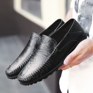 [Color: Black] Men's leather shoes autumn new casual leather shoes men's British business leather shoes