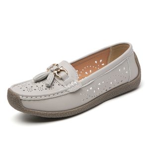 [Color: Gray] New loafers hollow women's shoes fashionable