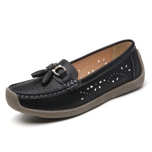 [Color: Black] New loafers hollow women's shoes fashionable