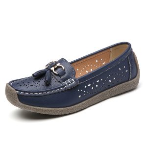 [Color: Blue] New loafers hollow women's shoes fashionable