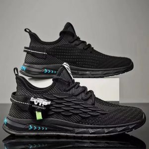 [Color: Black] Men's Casual Mesh Breathable Coconut Shoes Fashion All-match Trendy sneaker