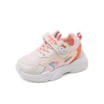 [Color : Pink] Children's shoes 2023 new spring and autumn breathable girls net shoes children's sports shoes baby toddler shoes 1-6 years old