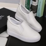 [Color: White] Women's Sneakers Height-Increasing Slip-On Thick-Soled Loafers Shoes