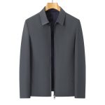 [Color : Dark gray] Men's Winter Jacket Business Youth Jacket Men's fleece-lined Warm Solid Color Jacket Cardigan Dad Jacket Men's Top