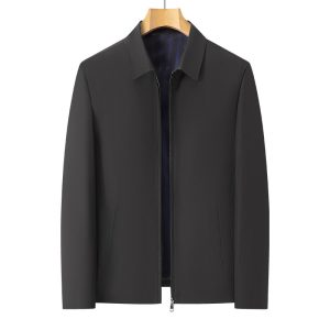 [Color : Black] Men's Winter Jacket Business Youth Jacket Men's fleece-lined Warm Solid Color Jacket Cardigan Dad Jacket Men's Top