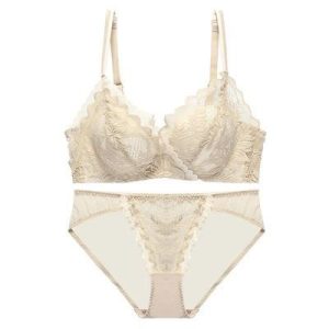 [Color : White [Set]] New Style Underwear Women's Non-rimmed Small Chest Push-up Adjustable Bra Collecting Accessory Breast Upper Holder Sexy Bra Set