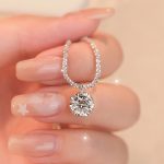 [Color : White diamond] Imitation Moissanite Diamond Necklace Women's