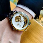 [Color : Golden white noodles] Sewor Men's Fully Automatic Mechanical Watch Men's Watch Cut Out Tourbillon Luminous Waterproof Business Retro Men's Watch