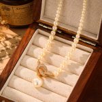 [Color : Knotted zircon pearl necklace] French Micro-Inlaid Knotted Pendant Necklace for Women