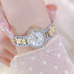 [Color : Golden] Vintage High-End Luxury Retro Sparkling Petite Elegant Women's Watch