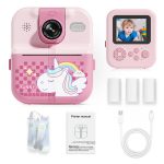 [Color : Pink horse] The new children's camera can take photos and print high pixel thermal paper directly out of the photo